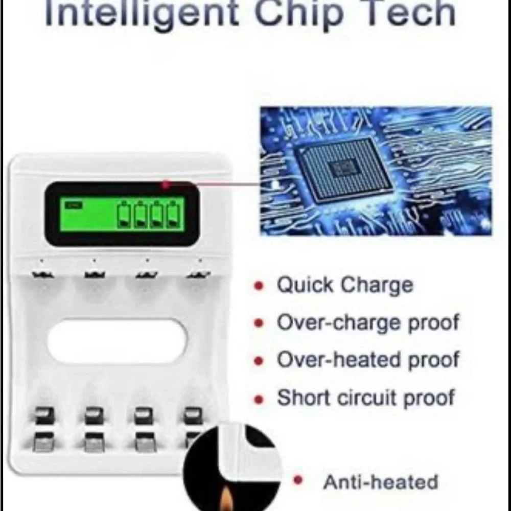 Battery Charger with Blue Rechargeable Batteries